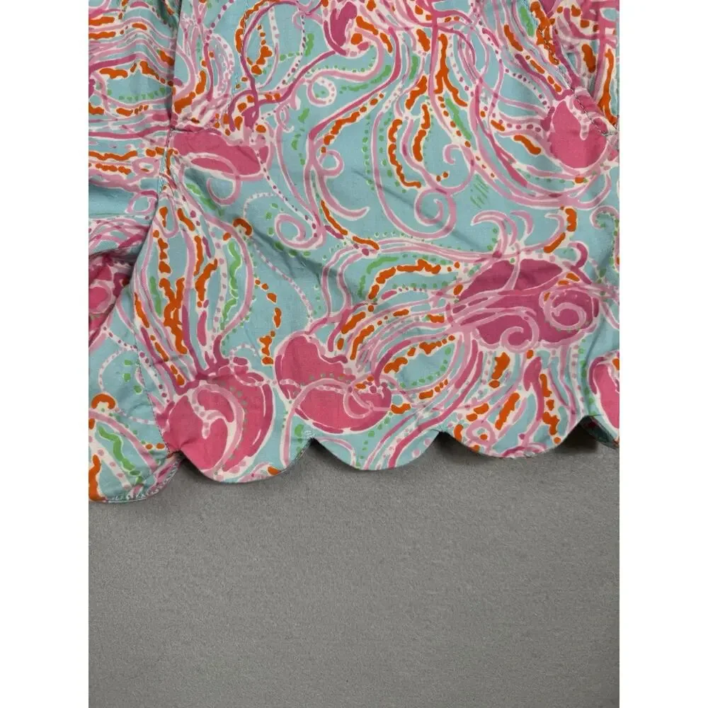 Lilly Pulitzer Buttercup Scallop Hem Shorts Size 6 Blue Pink Jelly’s Be Jammin - Picture 4 of 15